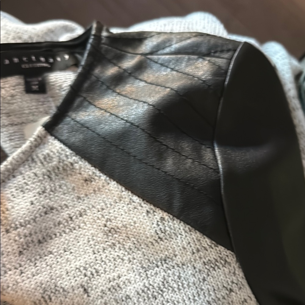 Sanctuary Black and Gray Vegan Sleeve Sweater Dress - Picture 4 of 5
